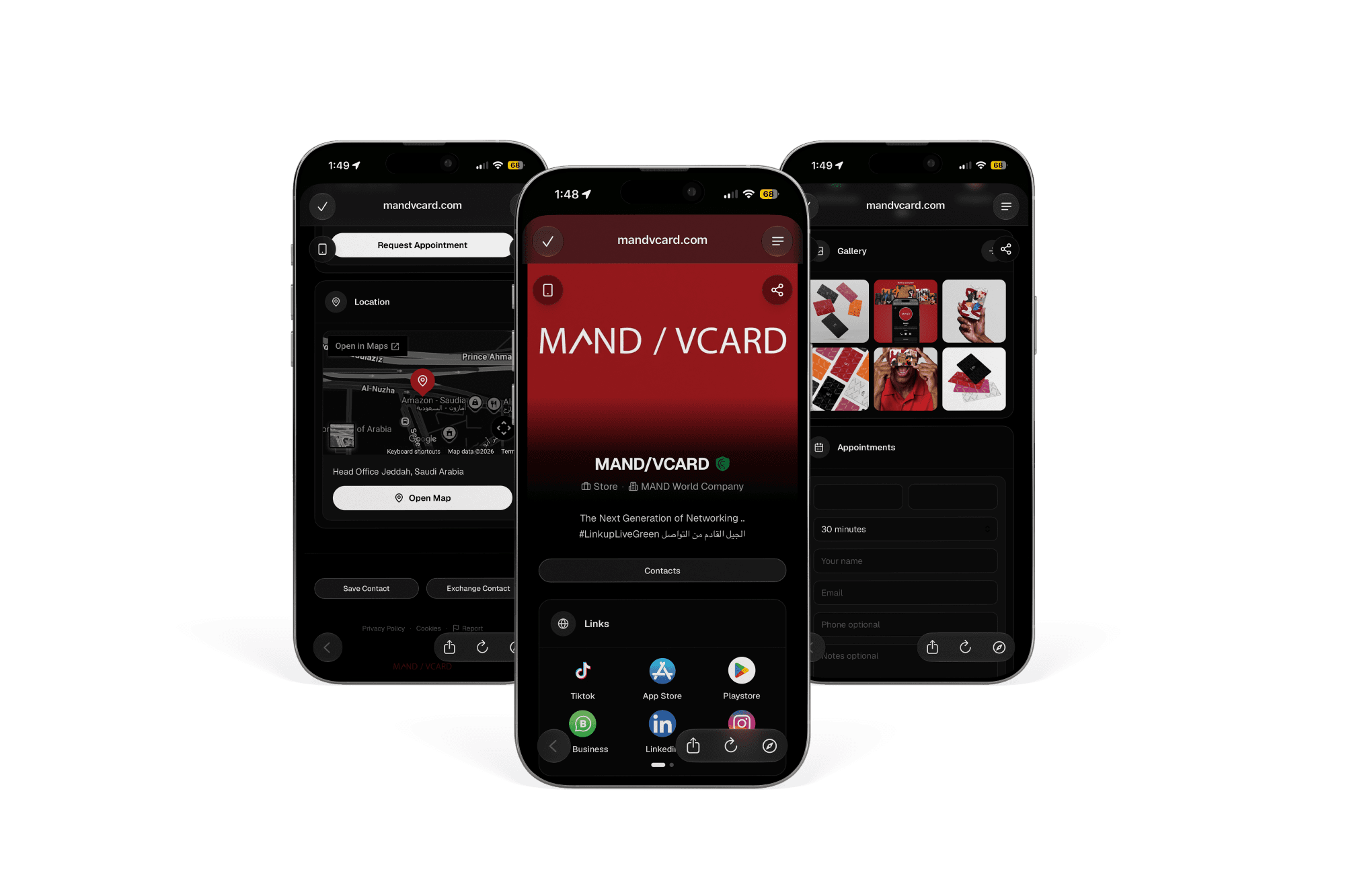 MAND VCARD app features